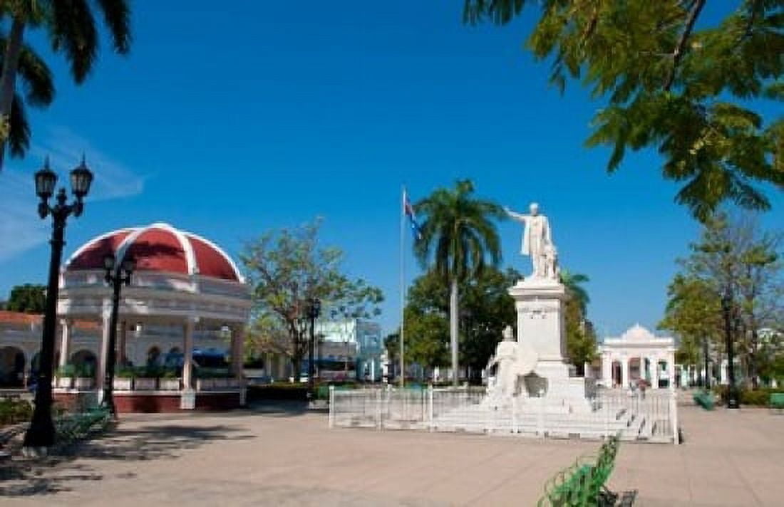 Jose Marti Square and statue in center of town Cienfuegos Cuba Canvas Art - Bill Bachmann DanitaDelimont (17 x 11)