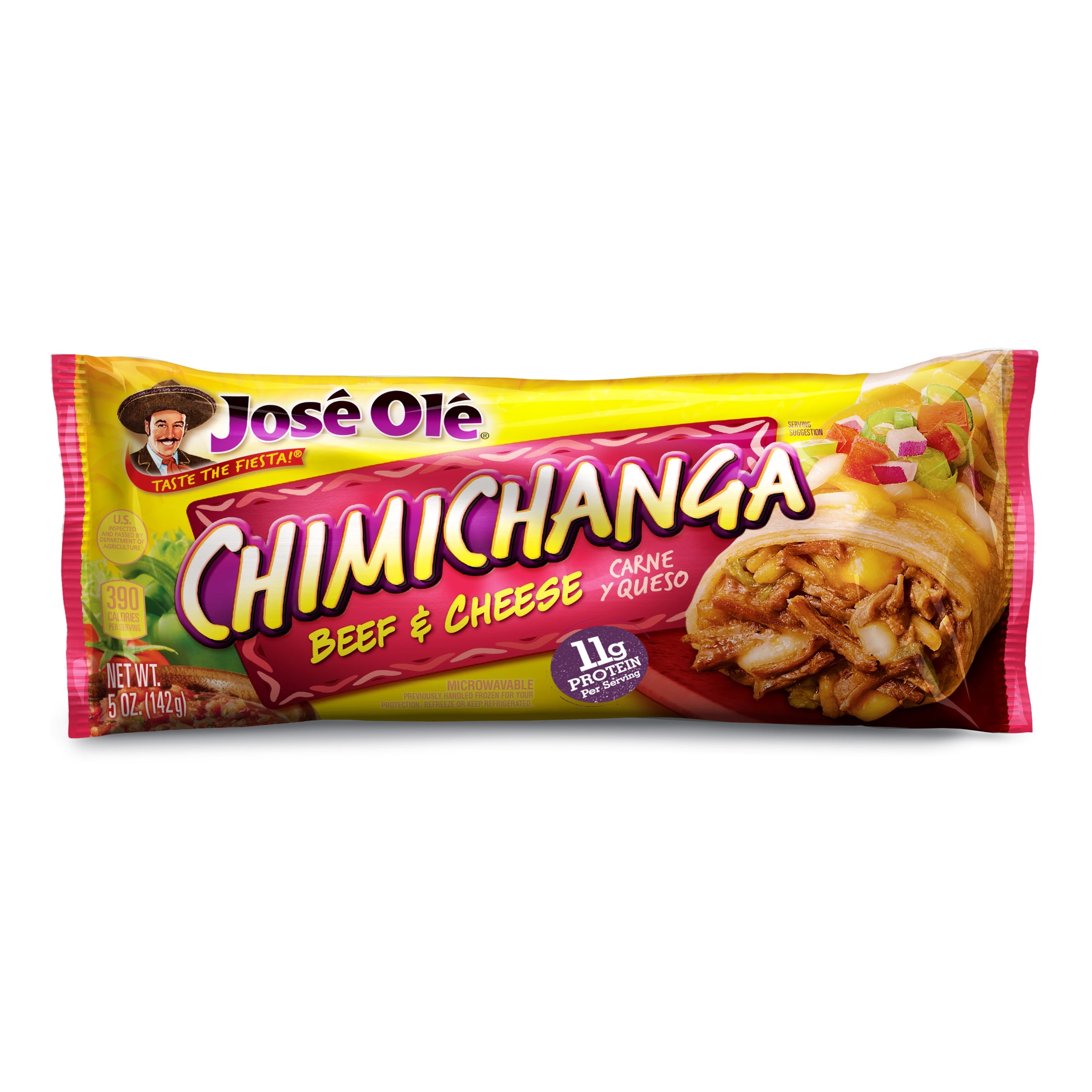 JOS OL Jose Ole Beef & Cheese Chimichanga, Frozen Mexican Food, 5 oz