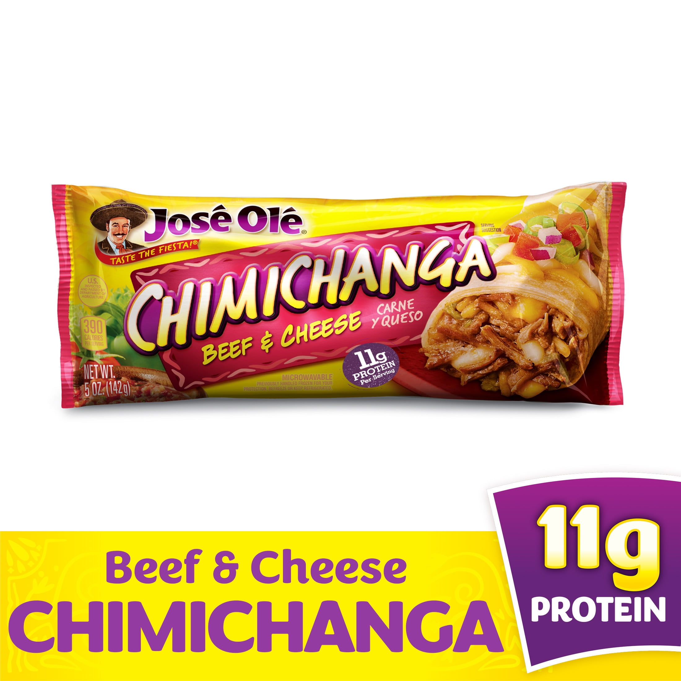 JOS OL Jose Ole Beef & Cheese Chimichanga, Frozen Mexican Food, 5 oz
