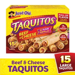 Jose Ole Beef & Cheese Taquitos with Flour Tortillas, Frozen Mexican Food, 22.5 oz, 15 Count