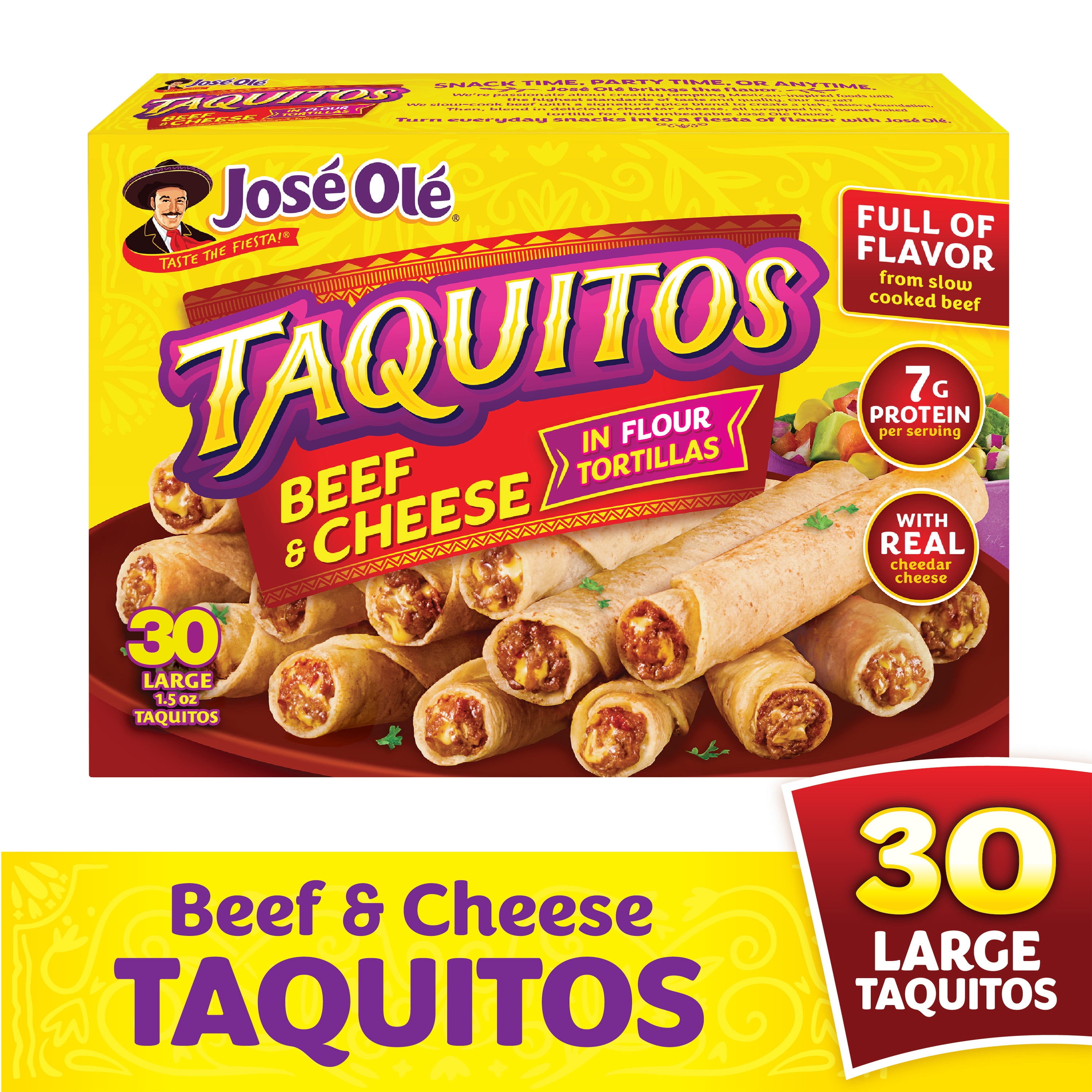 Jose Ole Beef & Cheese Flour Taquitos, Frozen Mexican Food, 45 oz