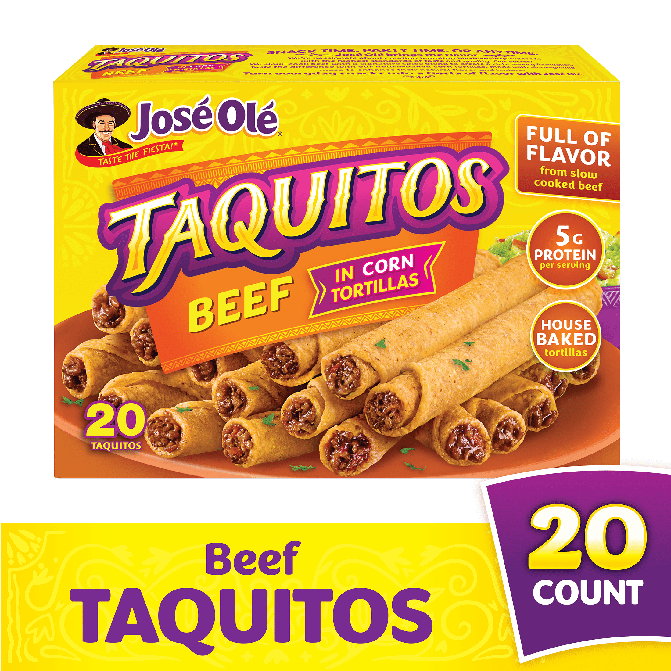 Jose Ole Beef Corn Taquitos, Frozen Mexican Food, 20 oz, 20 Count