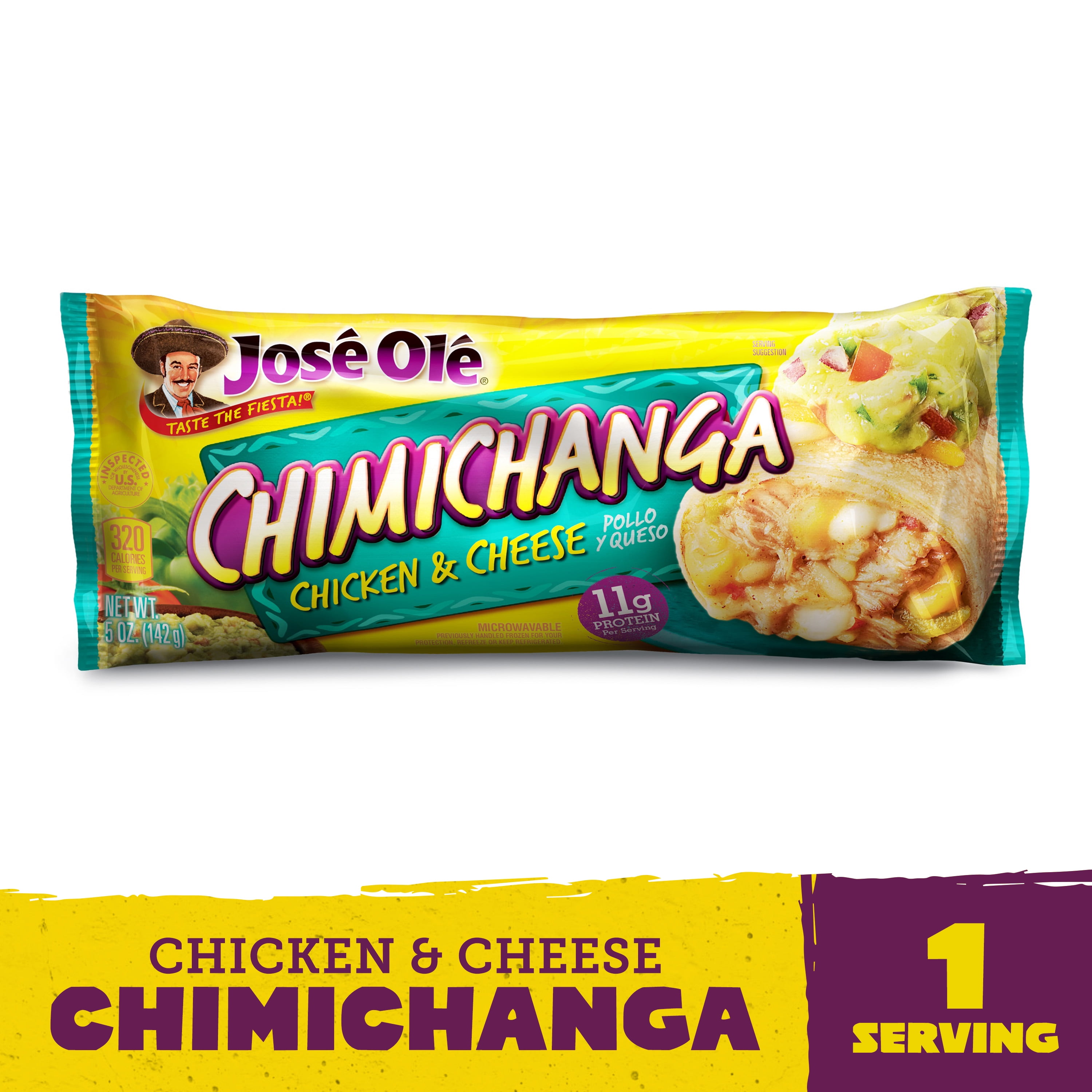 JOS OL Jose Ole Chicken & Cheese Chimichanga, Frozen Mexican Food, 5 oz