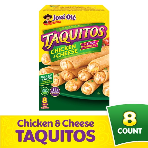 Jose Ole Chicken & Cheese Flour Taquitos, Frozen Mexican Food, 12 oz, 8 Count
