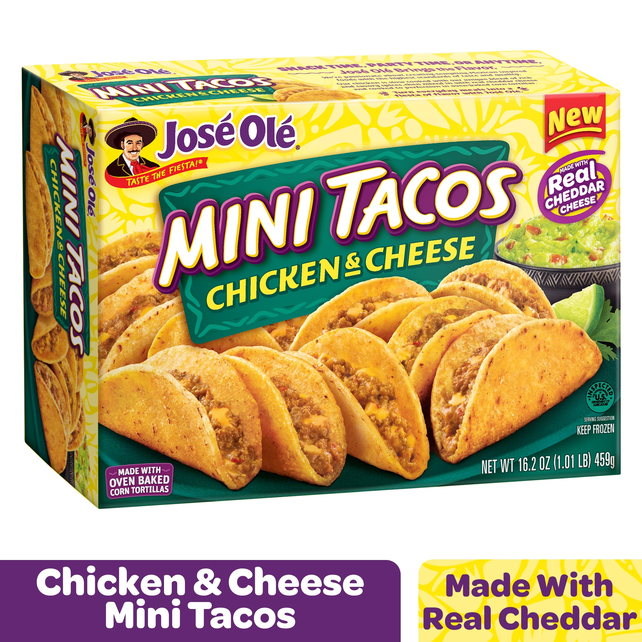 Jose Ole Chicken & Cheese Mini Tacos, Frozen Mexican Appetizer, 16.2 oz