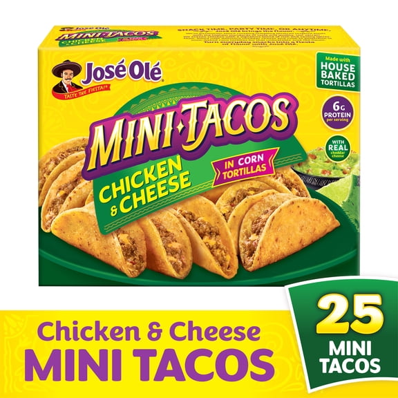 Jose Ole Chicken & Cheese Mini Tacos, Frozen Mexican Appetizer, 16.2 oz