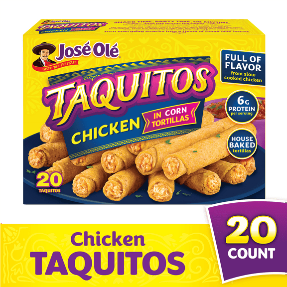 Jose Ole Chicken Corn Taquitos, Frozen Mexican Food, 20 oz, 20 Count