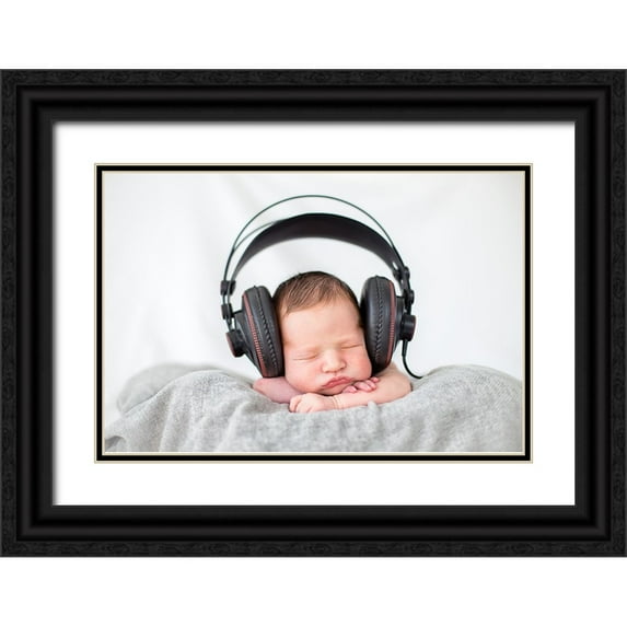 Jose Perez, Francisco 32x23 Black Ornate Wood Framed with Double Matting Museum Art Print Titled - Feeling The Music