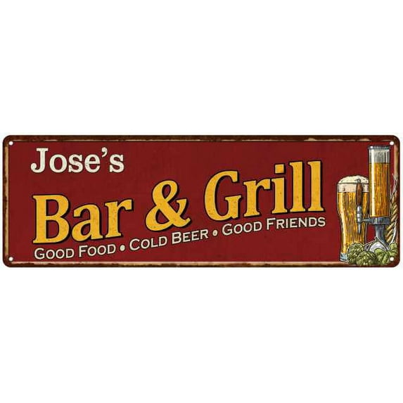 Jose's Bar and Grill Red Gift Man Cave Decor 6x18 Sign 206180054079