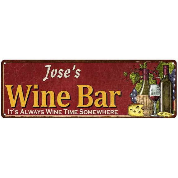 Jose's Wine Bar Red Home Kitchen Decor 8x24 Sign 108240056237