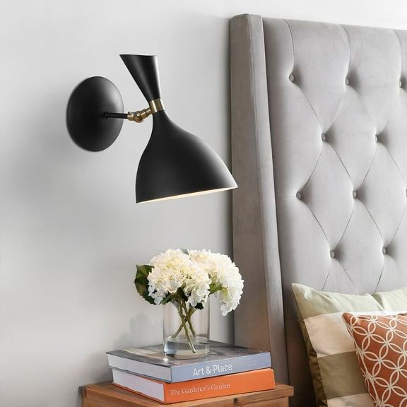 JONATHAN Y Josef 10" Iron Retro LED Wall Sconce, Black