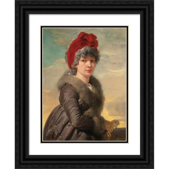 Josef Abel 14x18 Black Ornate Wood Framed Double Matted Museum Art Print Titled - Portrait of a Woman (1798)