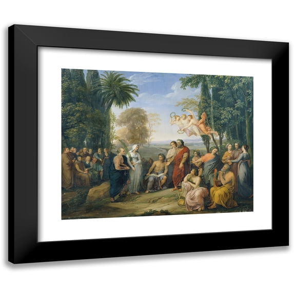 Josef Abel 24x20 Black Modern Framed Museum Art Print Titled - Klopstock Under the Poets in the Elysium (1803-1807)