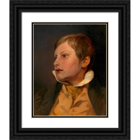 Josef Danhauser 20x24 Black Ornate Framed Double Matted Museum Art Print Titled: Portrait of a Boy (Carl Danhauser) (1829)