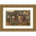 thumbnail image 1 of Josef Engelhart 24x17 Gold Ornate Framed and Double Matted Museum Art Print Titled - A Ball on the Attachment (1890), 1 of 4