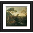 thumbnail image 1 of Josef Faistenberger 16x15 Black Ornate Wood Framed Double Matted Museum Art Print Titled - Landscape with Grazing Cows (1710-1720), 1 of 5
