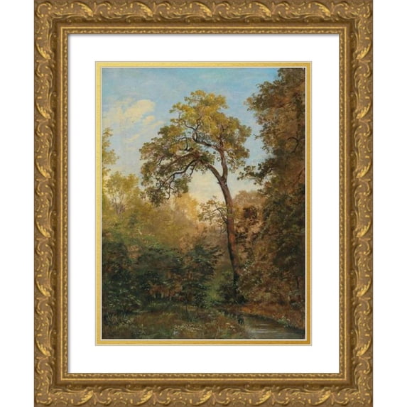 Josef Feid 18x24 Gold Ornate Framed and Double Matted Museum Art Print Titled - Woodland Interior