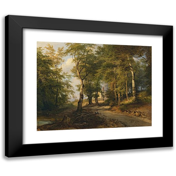Josef Höger 14x12 Black Modern Framed Museum Art Print Titled - Ausi Chapel in the Forest (Chapel in the Woods) (1850)