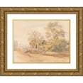 thumbnail image 1 of Josef Höger 24x19 Gold Ornate Framed and Double Matted Museum Art Print Titled - A Group of Trees Near a Farmhouse, 1 of 4