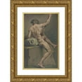 thumbnail image 1 of Josef Neher 13x18 Gold Ornate Wood Frame and Double Matted Museum Art Print Titled - Act of a Seated Man, Half Seen from the Back, 1 of 4