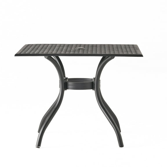 Josef Outdoor Black Sand Cast Aluminum Square Table
