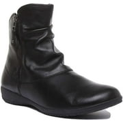 Josef Seibel Naly 24 Women's Leather Casual Ankle Boot With Side Zips In Black Size 7