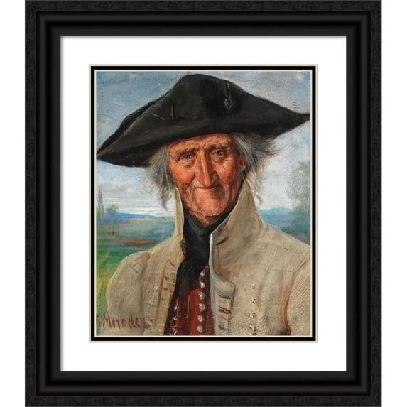 Josef Theodor Moroder-Lusenberg 20x24 Black Ornate Framed Double Matted Museum Art Print Titled: Portrait of a Veteran