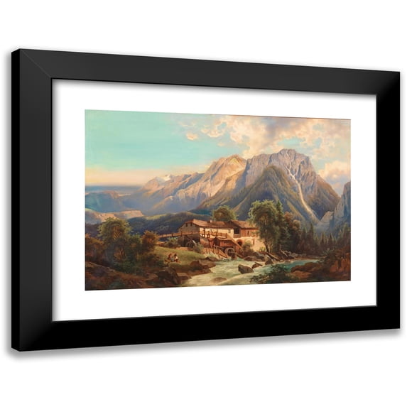 Josef Thoma 14x11 Black Modern Framed Museum Art Print Titled - Muhle in the Mountains