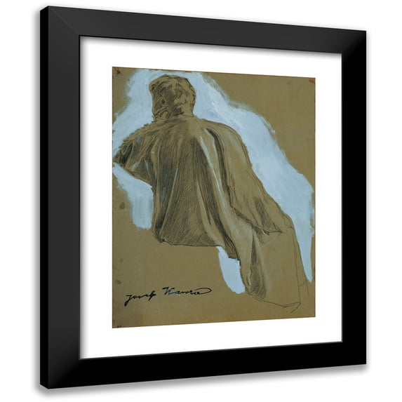 Josef Wawra 15x18 Black Modern Framed Museum Art Print Titled - Sitting Man (Draperest Study) (1920-1930)