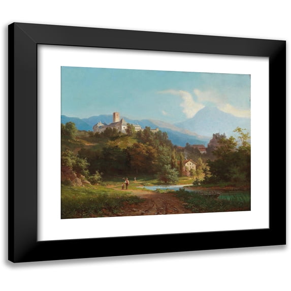 Josef Willroider 18x15 Black Modern Framed Museum Art Print Titled - View of a Castle (1863)