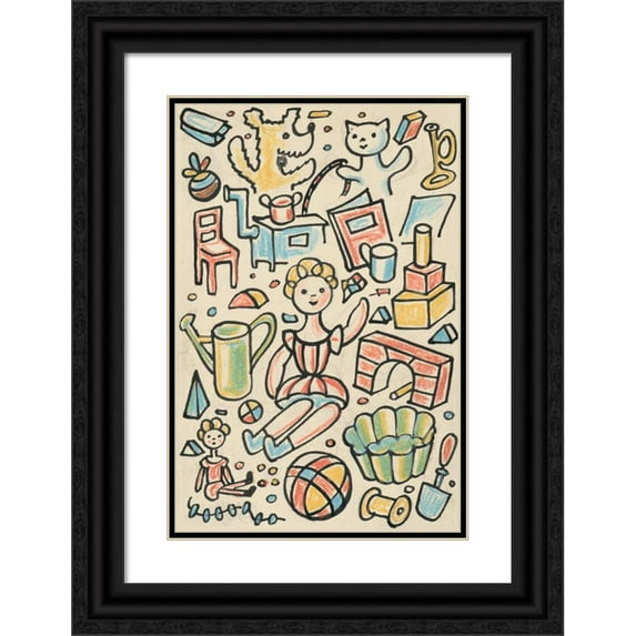 Josef Čapek 13x18 Black Ornate Wood Framed Double Matted Museum Art Print Titled - I Had a Dog and a Cat Pl 08 (1928)