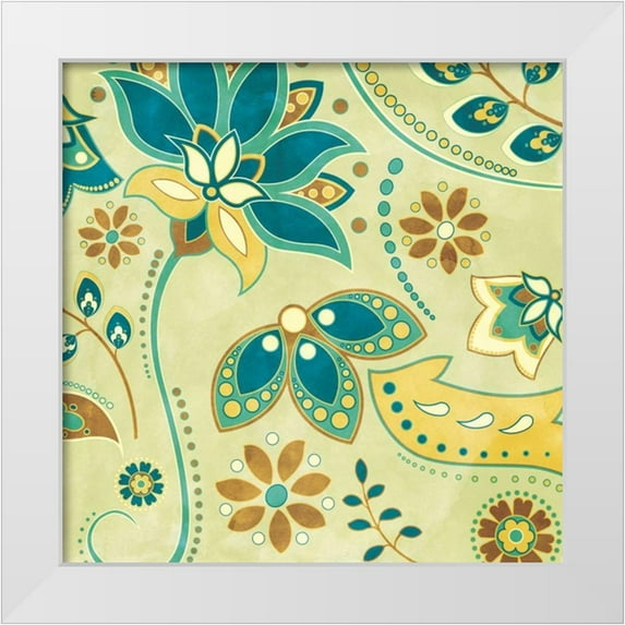 Josefina 12x12 White Modern Wood Framed Museum Art Print Titled - Botanical Rhythm II