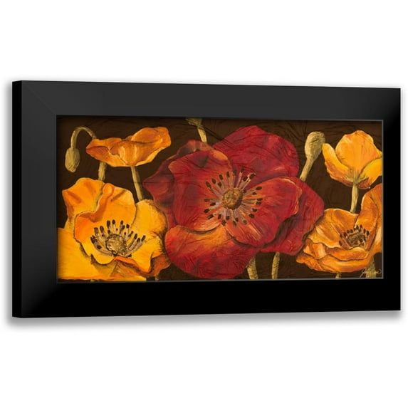 Josefina 14x9 Black Modern Framed Museum Art Print Titled - Dazzling Poppies I