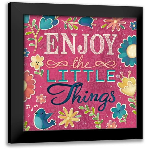 Josefina 15x15 Black Modern Framed Museum Art Print Titled - Enjoy the Little Things Burst I