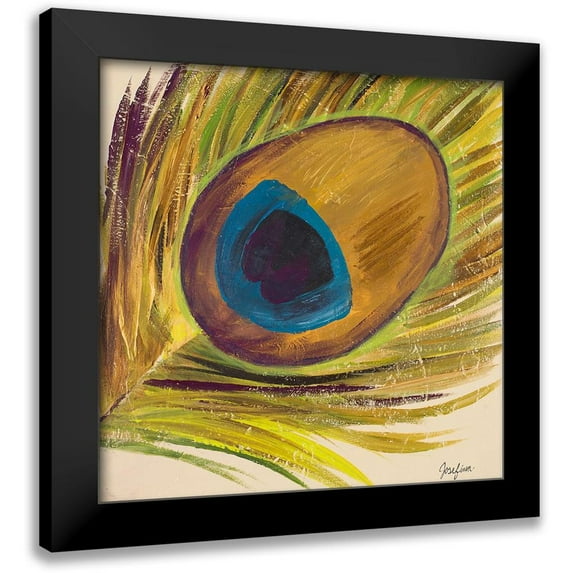 Josefina 15x15 Black Modern Framed Museum Art Print Titled - Peacocks Feathers II