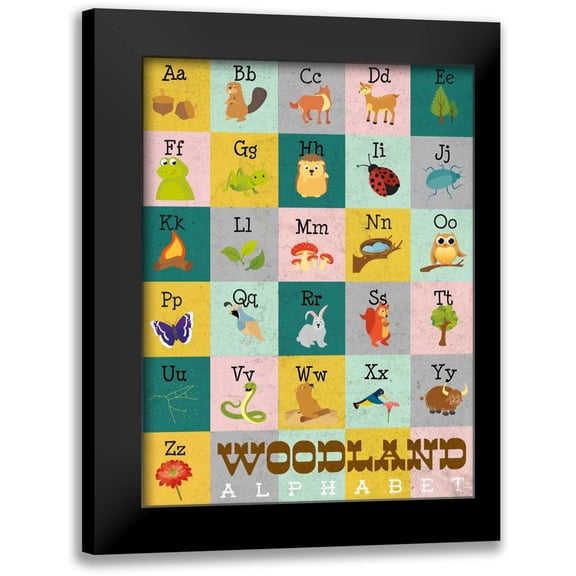 Josefina 15x18 Black Modern Framed Museum Art Print Titled - Woodland Alphabet