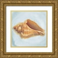 thumbnail image 1 of Josefina 20x20 Gold Ornate Wood Framed with Double Matting Museum Art Print Titled - Coastal Treasures on Blue IV, 1 of 4