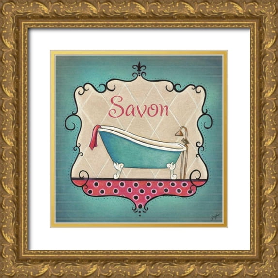 Josefina 26x26 Gold Ornate Wood Framed with Double Matting Museum Art Print Titled - Bain and Savon II