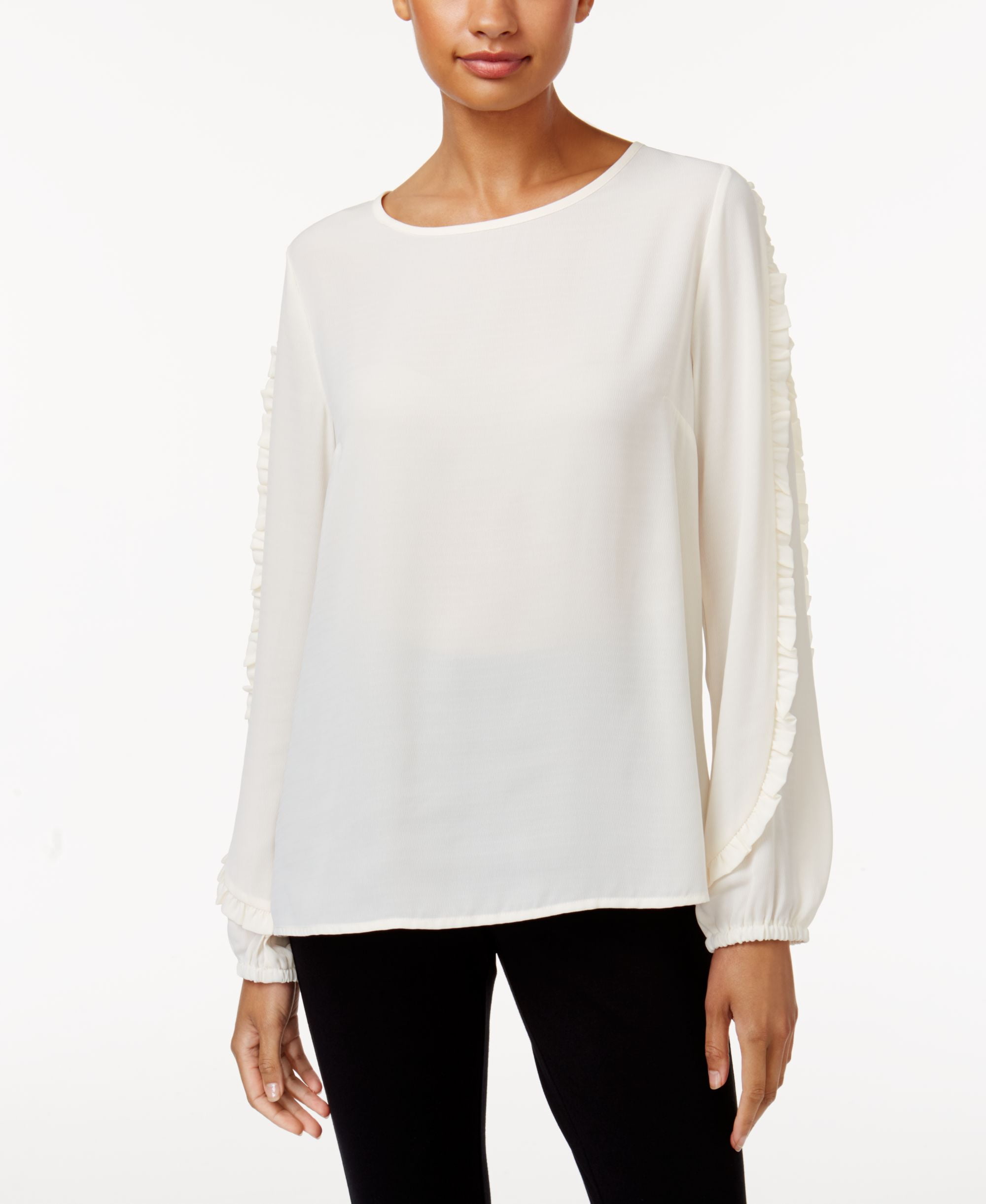 Joseph A Ruffled Top Winter White S - Walmart.com