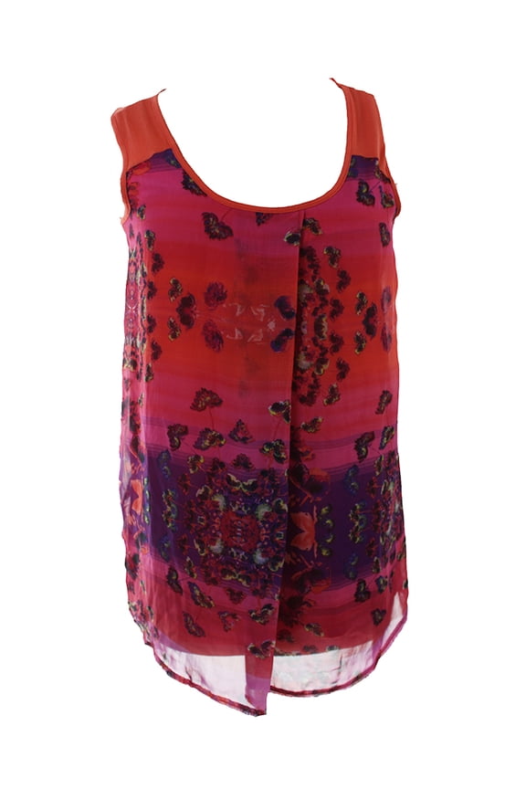 Womens Orange Multi Sleeveless Printed Top S