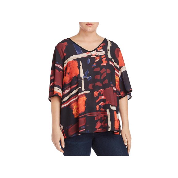 Joseph A Plus Size Printed V Neck Top Times Square 2X