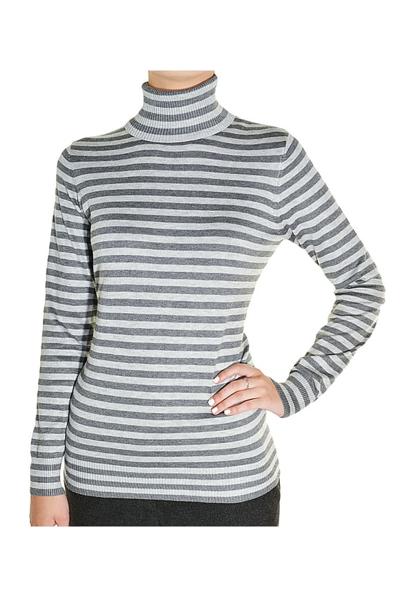 Womens Striped Knit Turtleneck Shirt