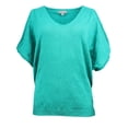 thumbnail image 1 of Joseph A Womens V-Neck Cold Shoulder Short Sleeve Sweater Top (Bahamas, X-Large), 1 of 2