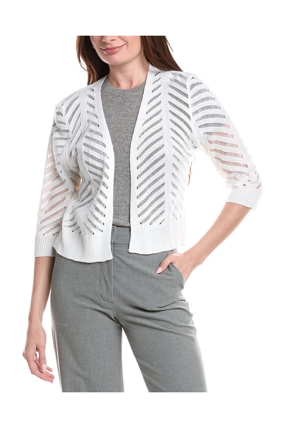 . womens Chevron Open Stitch Cardigan, s, White