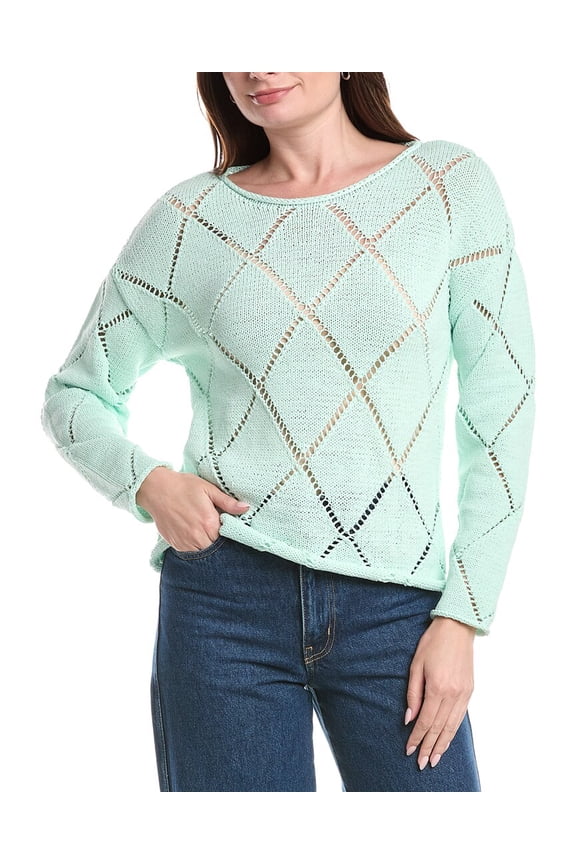 . womens Open Pattern Sweater, s, Brown