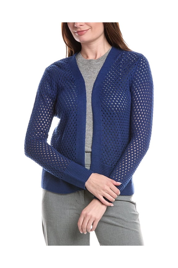 . womens Open Pointelle Cardigan, m, Navy