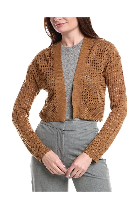 . womens Open Stitch Shrug, XL, Brown