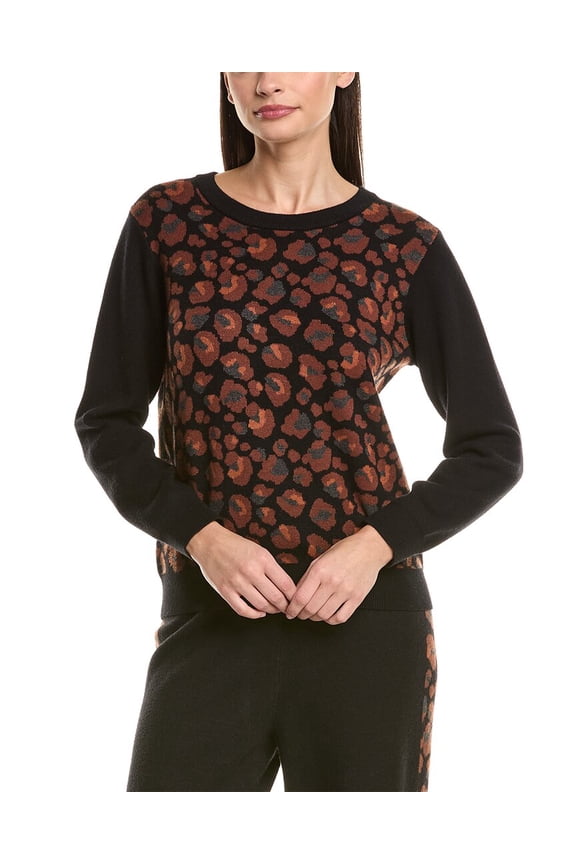 . womens Print Sweater, s, Black