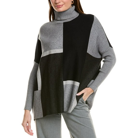Joseph A. womens Printed Turtleneck Sweater, m, Grey