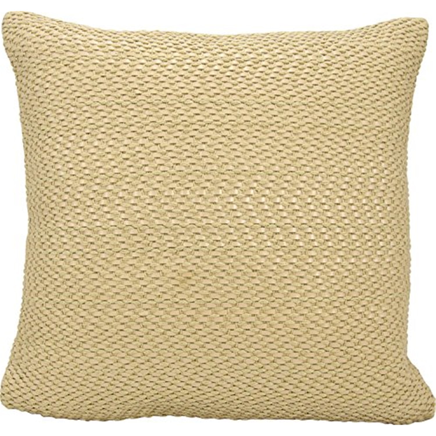 Beige Woven Leather Square Throw Pillow Set